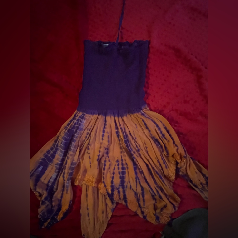 Purple and orange tie dye fairy boho dress